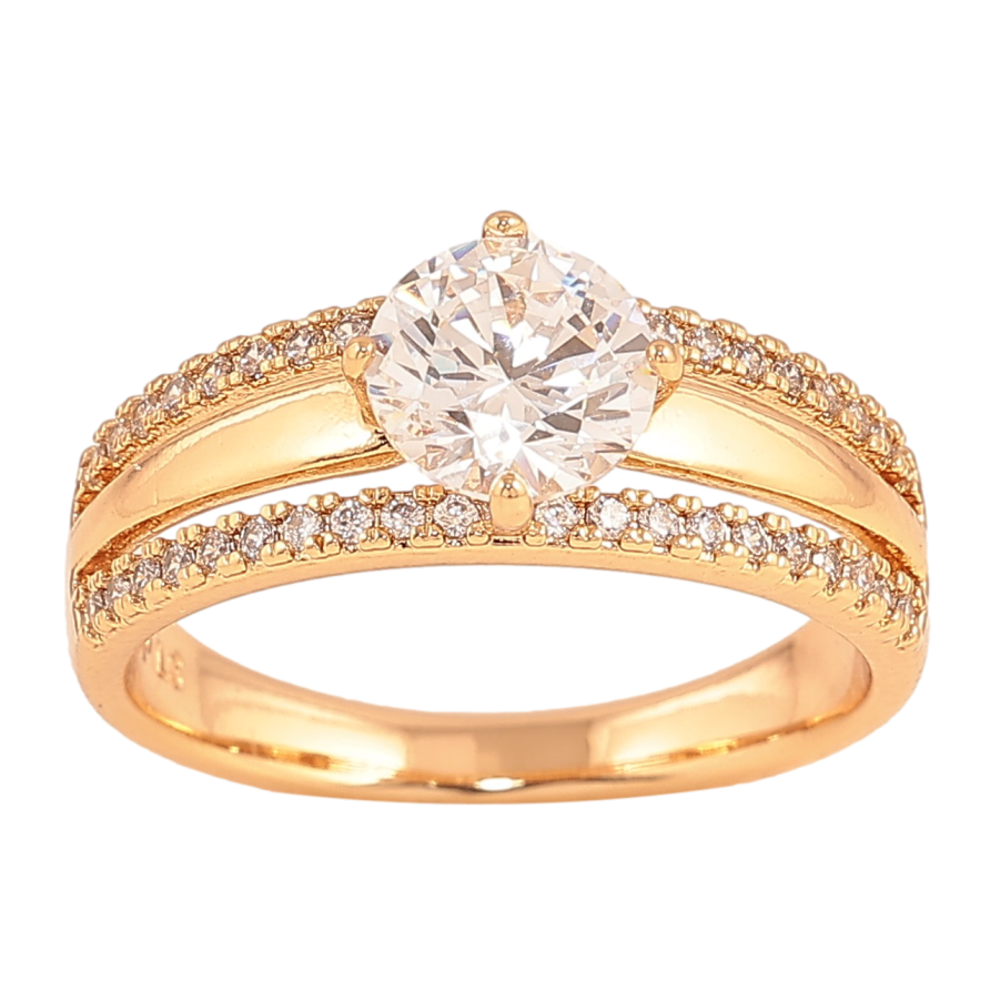 Каблучка Xuping колір Позолота 18K "Візерунок з кристалами" ø 7мм фото №1