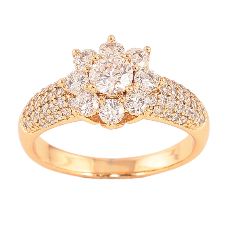 Каблучка Xuping колір Позолота 18K "Витончена кристальна квітка" фото №2