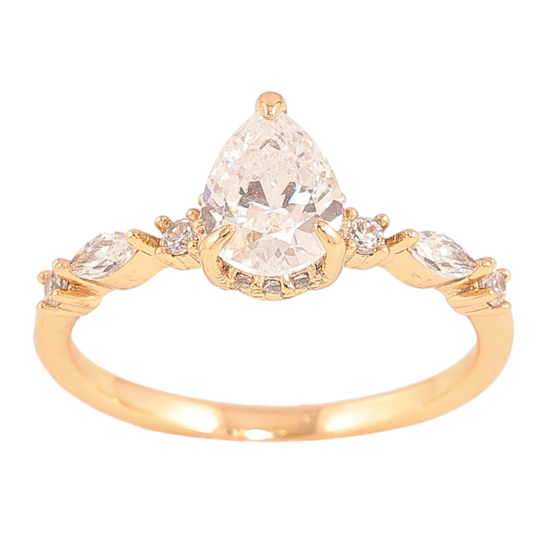 Каблучка Xuping колір Позолота 18K "Кристальна крапелька" фото №1