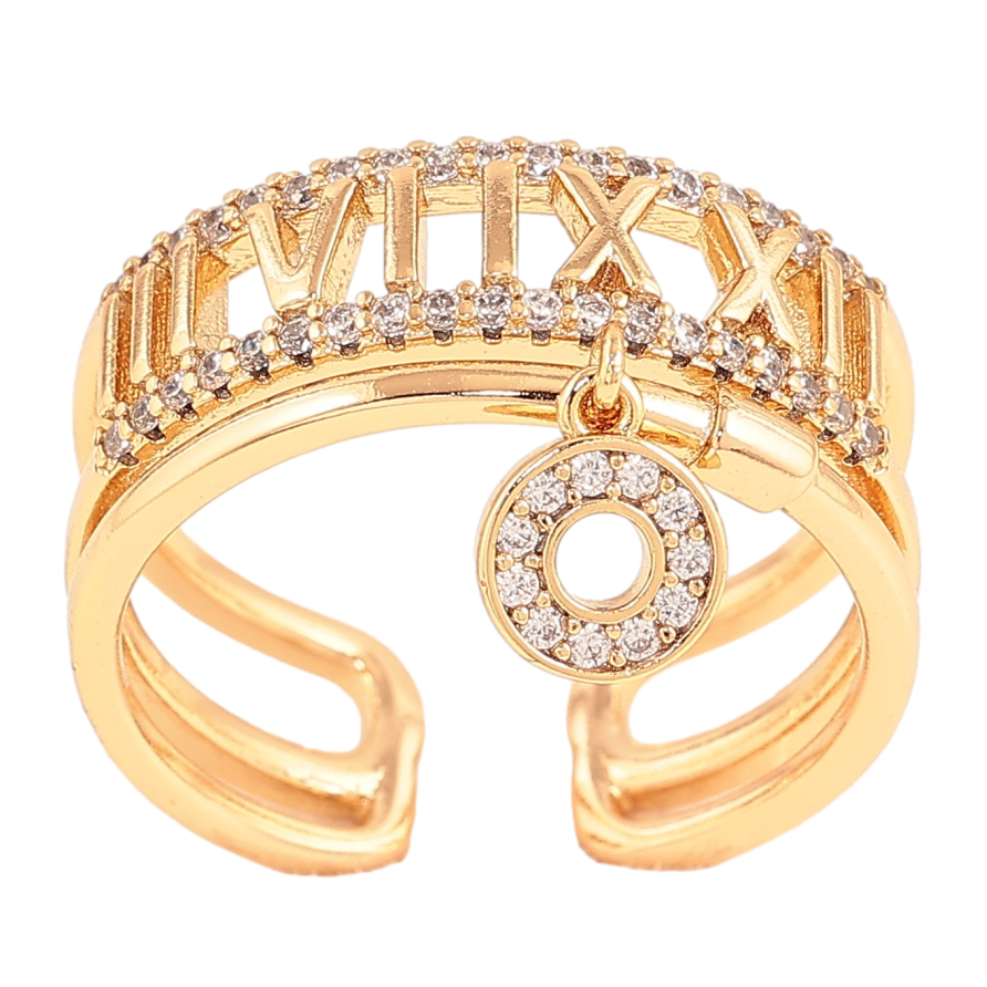 Каблучка Xuping колір Позолота 18K "Візерунок римські цифри з підвіскою" фото №1