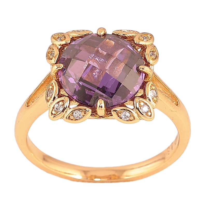 Кольцо Xuping цвет Позолота 18K "Узор с сиреневым кристаллом"  фото №2