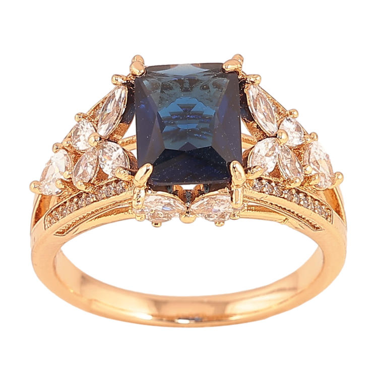 Каблучка Xuping колір Позолота 18K "Візерунок з синім кристалом" фото №12 Каблучка Xuping колір Позолота 18K "Візерунок з синім кристалом" фото №12