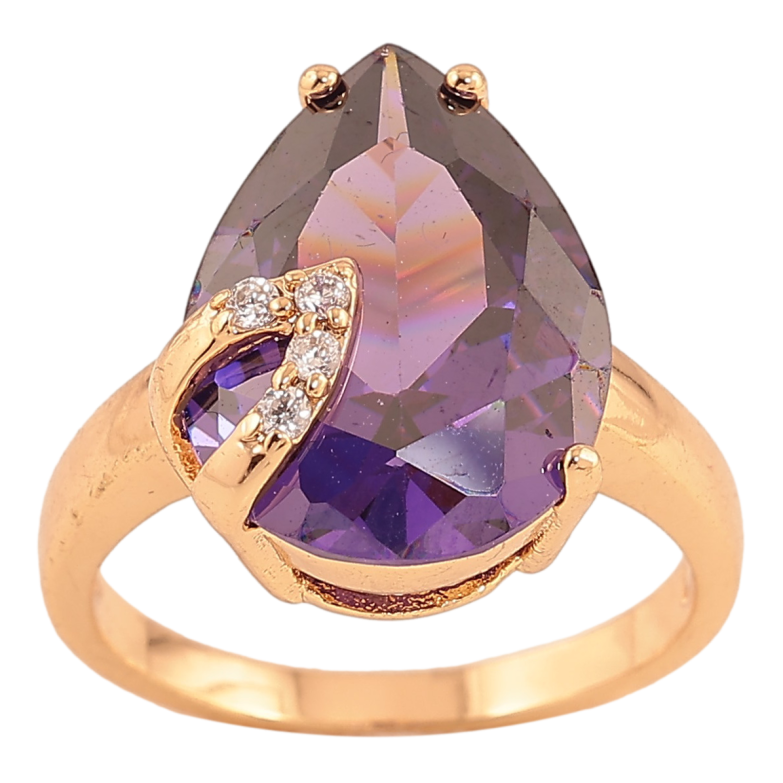 Каблучка Xuping колір Позолота 18K "Бузова кристальна крапля" фото №1