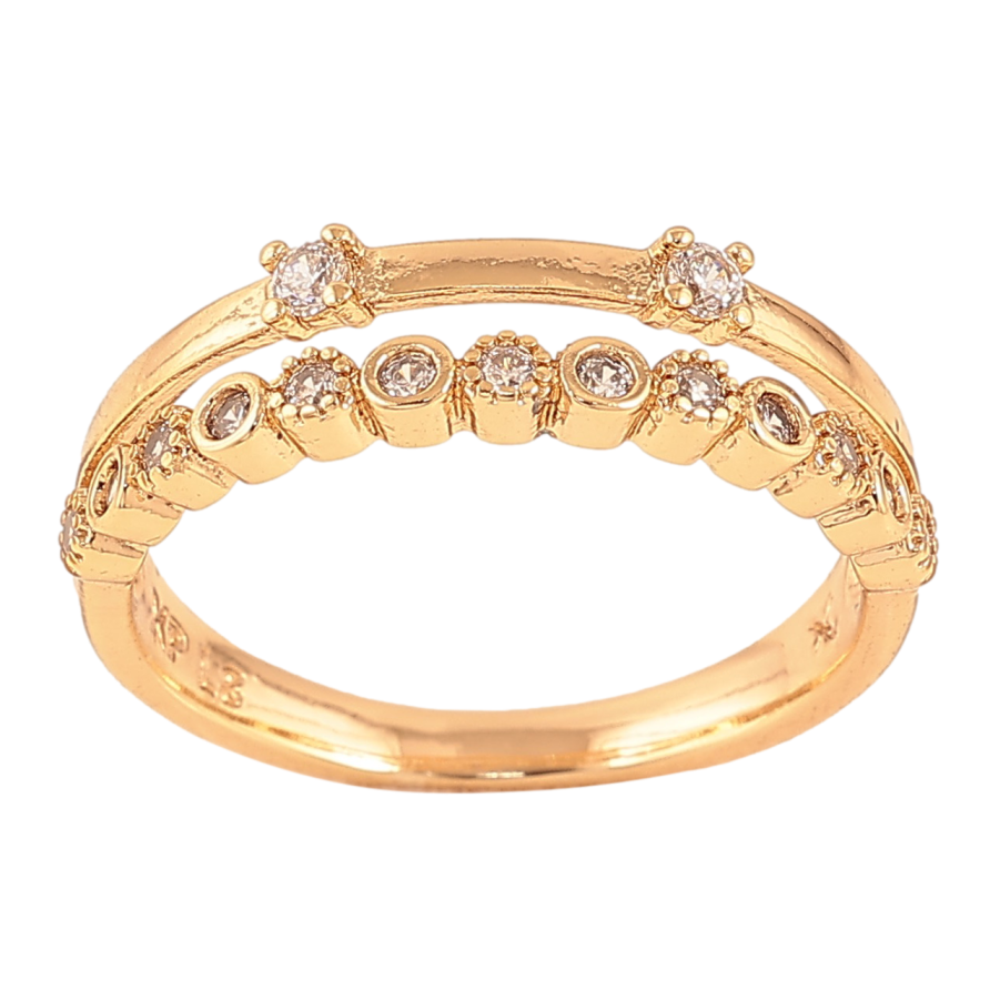 Каблучка Xuping колір Позолота 18K "Візерунок з кристалами" фото №1 Каблучка Xuping колір Позолота 18K "Візерунок з кристалами" фото №1