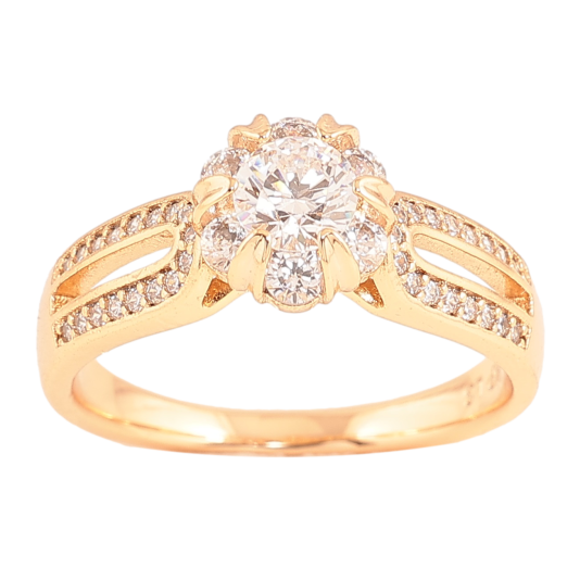 Каблучка Xuping колір Позолота 18K "Візерунок з інкрустацією кристалами" фото №1