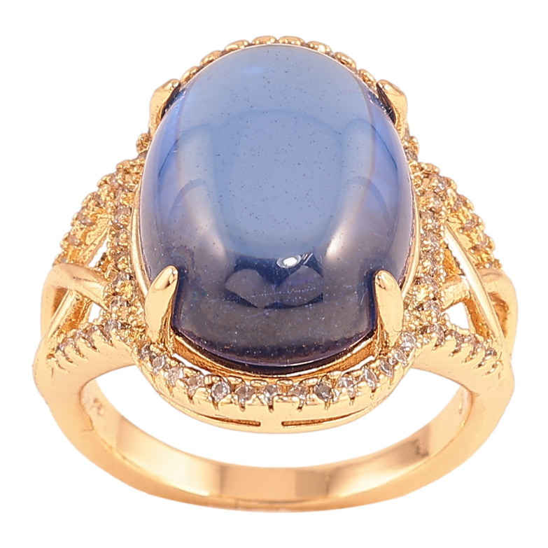 Каблучка Xuping колір Позолота 18K "Візерунок з синім каменем" фото №1 Каблучка Xuping колір Позолота 18K "Візерунок з синім каменем" фото №1