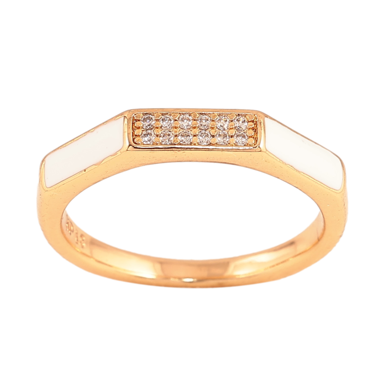 Кольцо Xuping цвет Позолота 18K "Узор с кристаллами и белой эмалью" фото №1