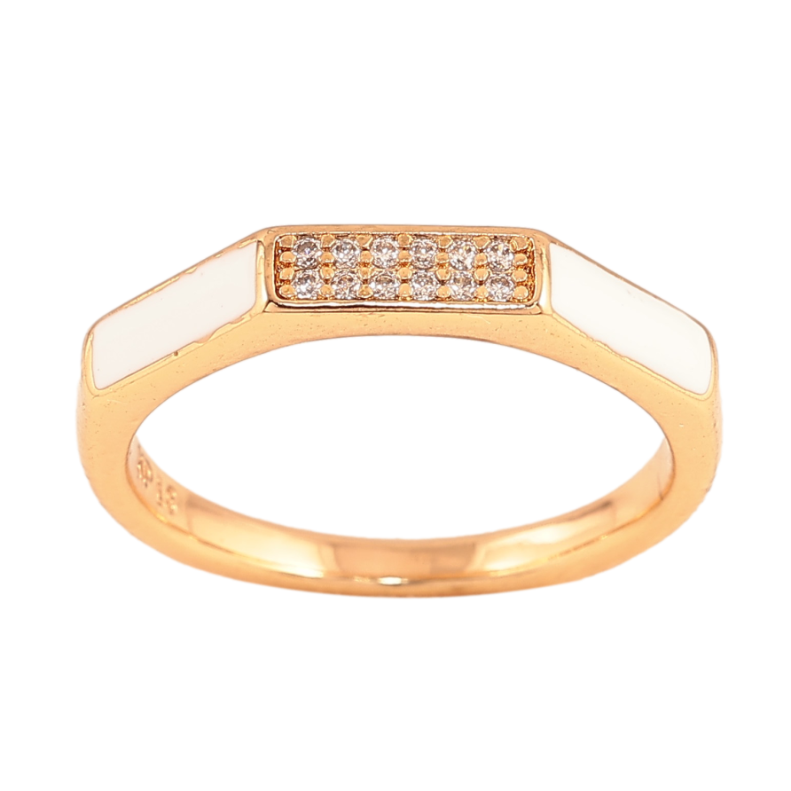 Кольцо Xuping цвет Позолота 18K "Узор с кристаллами и белой эмалью" фото №1