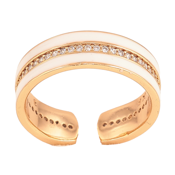 Кольцо Xuping цвет Позолота 18K "Узор с кристаллами и белой эмалью" шир. 6мм фото №22 Кольцо Xuping цвет Позолота 18K "Узор с кристаллами и белой эмалью" шир. 6мм фото №22