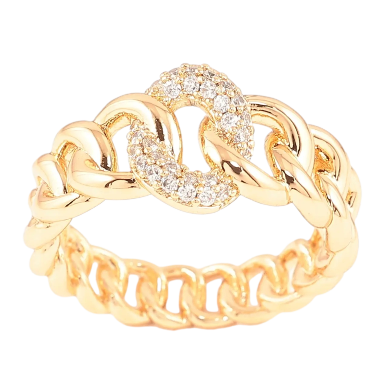 Кольцо Xuping цвет Позолота 18K "Узор цепочка с цирконием" фото №1 Кольцо Xuping цвет Позолота 18K "Узор цепочка с цирконием" фото №1