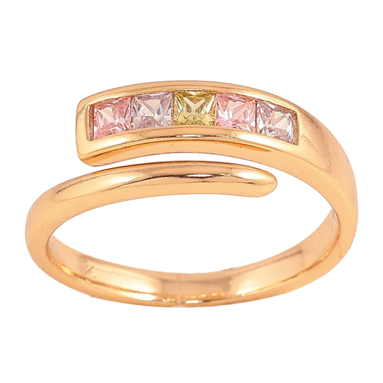 Каблучка Xuping колір Позолота 18K "Доріжка кольорових кристалів" фото №3