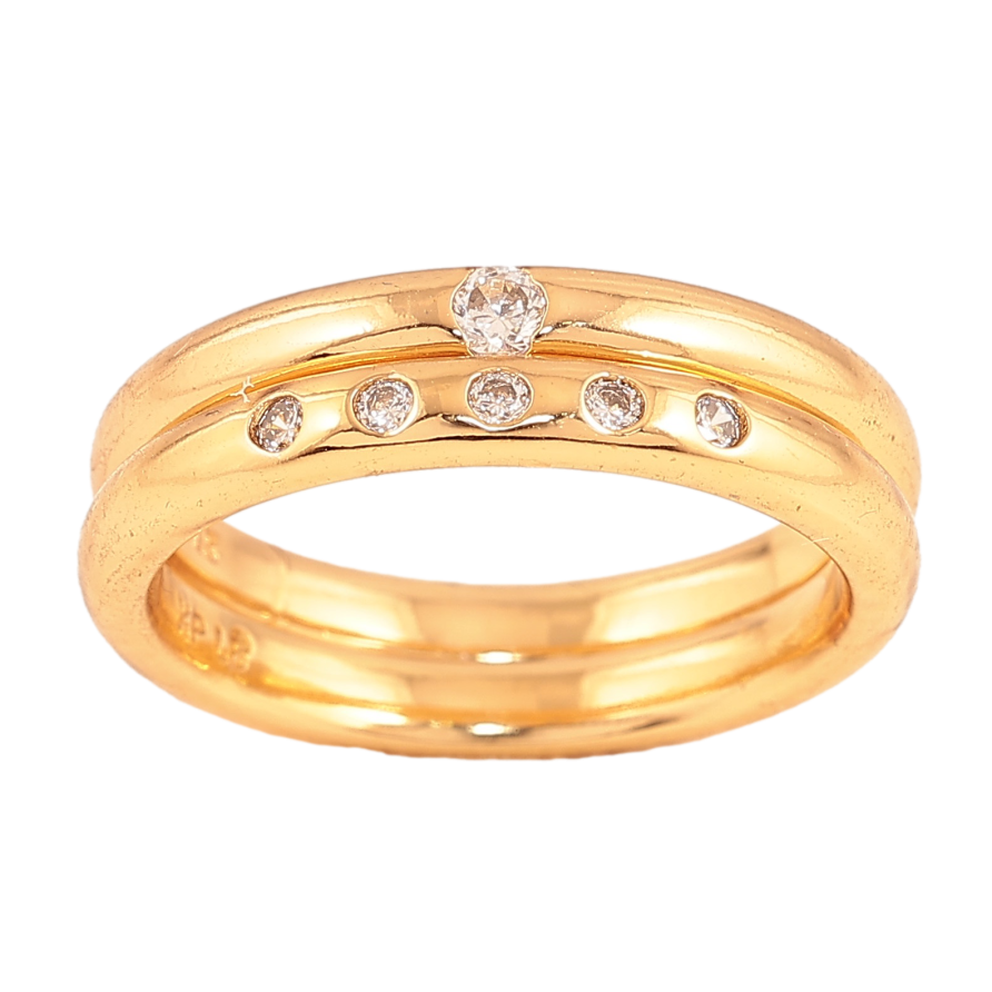 Кольцо Xuping цвет Позолота 18K "Двойное, Узор с кристаллами" шир. 3мм+3мм фото №1