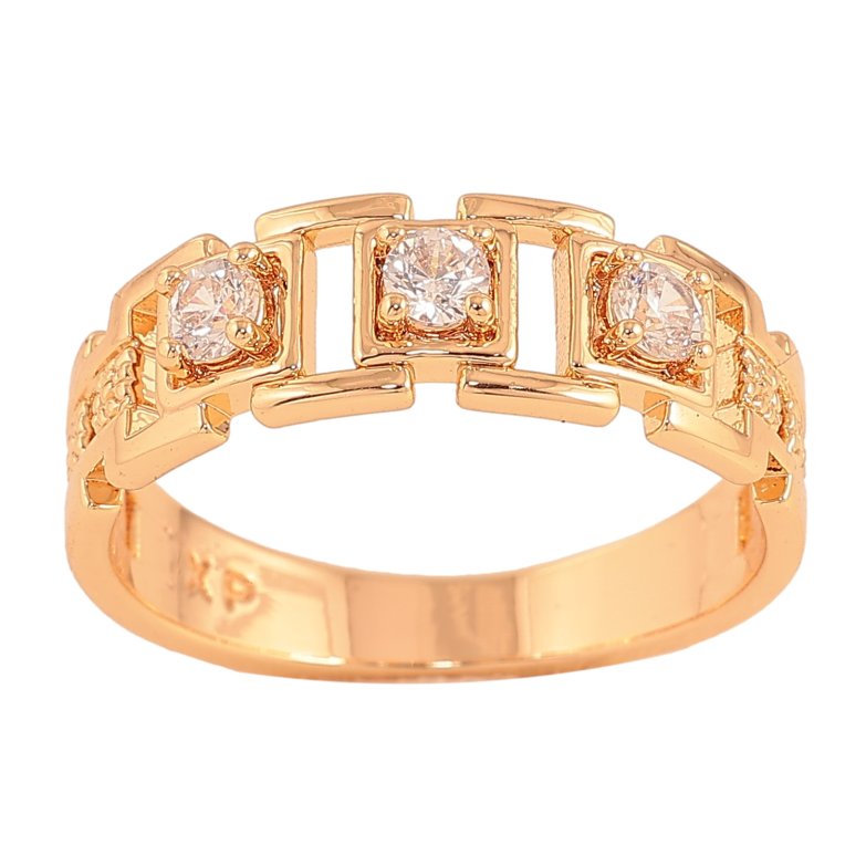 Каблучка Xuping колір Позолота 18K "Візерунок з кристалами"  фото №1