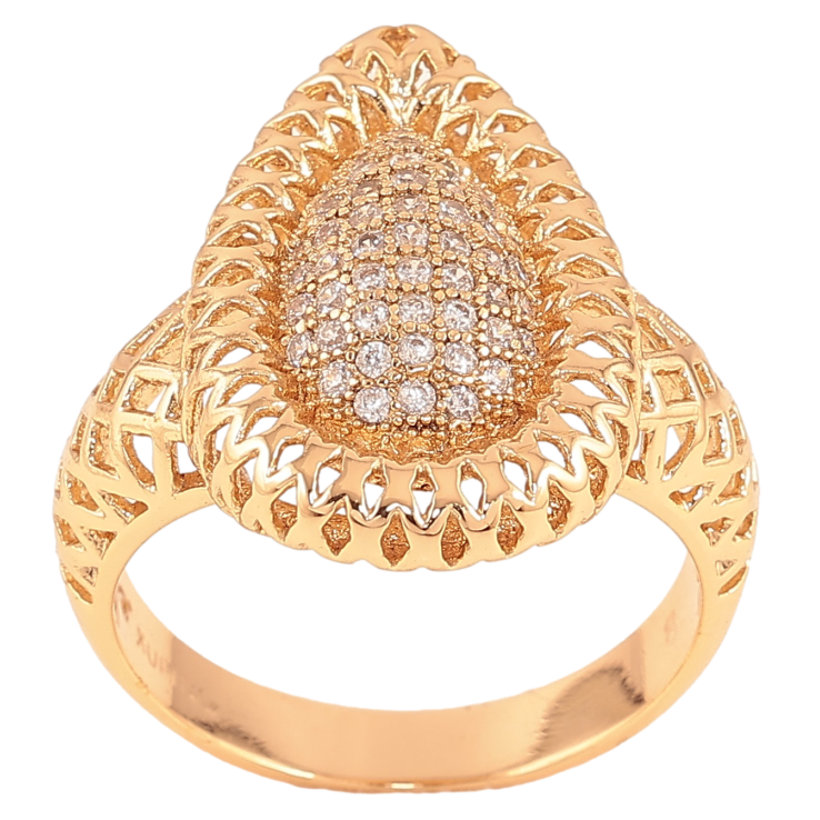 Каблучка Xuping колір Позолота 18K "Візерунок з кристалами"  фото №3