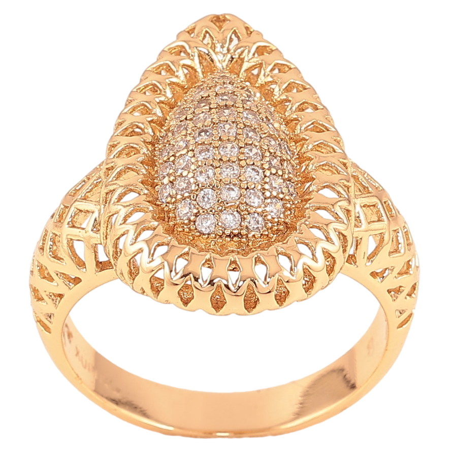 Каблучка Xuping колір Позолота 18K "Візерунок з кристалами"  фото №1