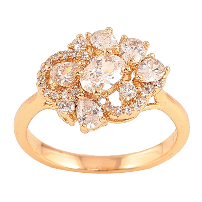 Каблучка Xuping колір Позолота 18K "Візерунок з кристалами" фото №1