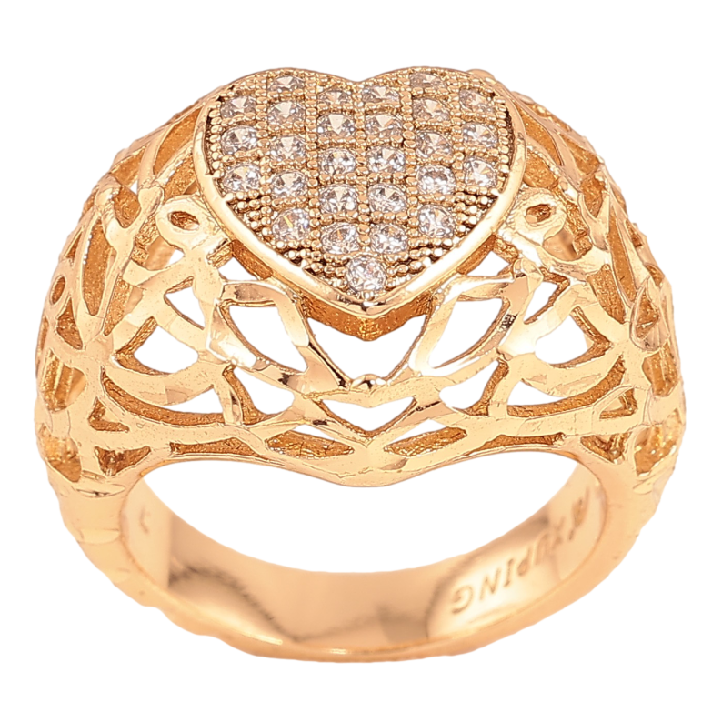 Кольцо Xuping цвет Позолота 18K "Резной купол с сердечком" фото №1 Кольцо Xuping цвет Позолота 18K "Резной купол с сердечком" фото №1