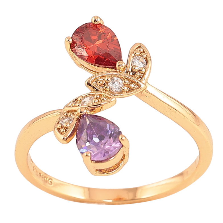 Каблучка Xuping колір Позолота 18K "Кольорові кристальні бутони" фото №1