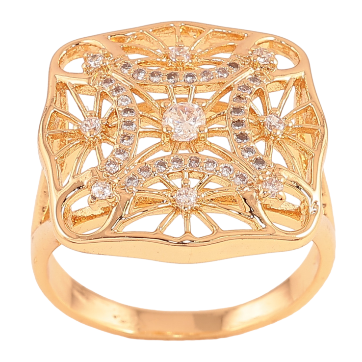 Каблучка Xuping колір Позолота 18K "Візерунок з кристалами" фото №8