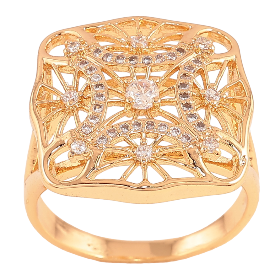 Каблучка Xuping колір Позолота 18K "Візерунок з кристалами" фото №1