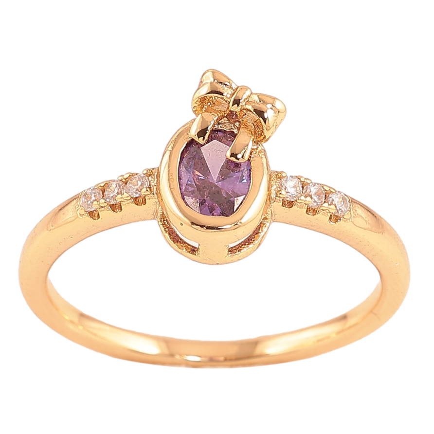 Каблучка Xuping колір Позолота 18K "Бузковий кристал з бантом" фото №1