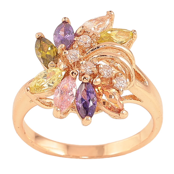 Каблучка Xuping колір Позолота 18K "Візерунок з різнокольоровими кристалами" фото №25 Каблучка Xuping колір Позолота 18K "Візерунок з різнокольоровими кристалами" фото №25