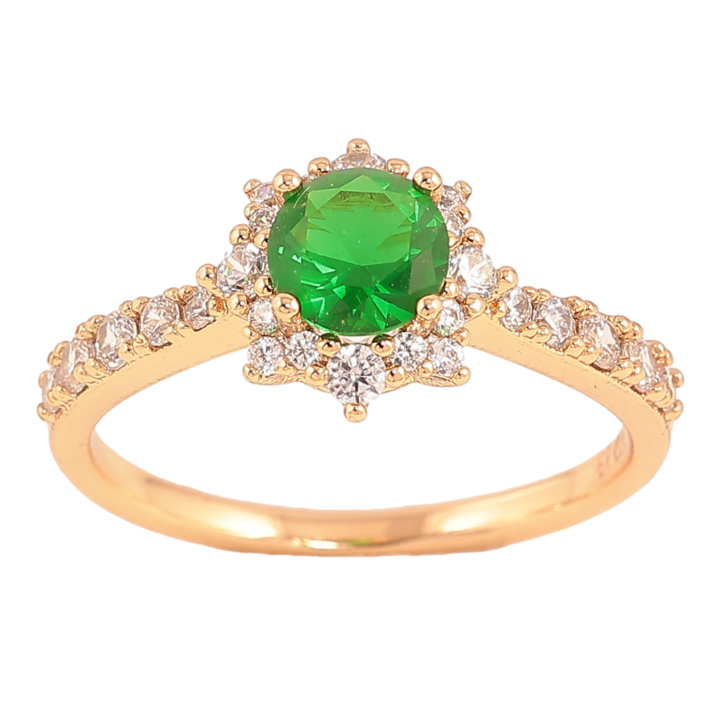 Кольцо Xuping цвет Позолота 18K "Узор с зеленым кристаллом" фото №2