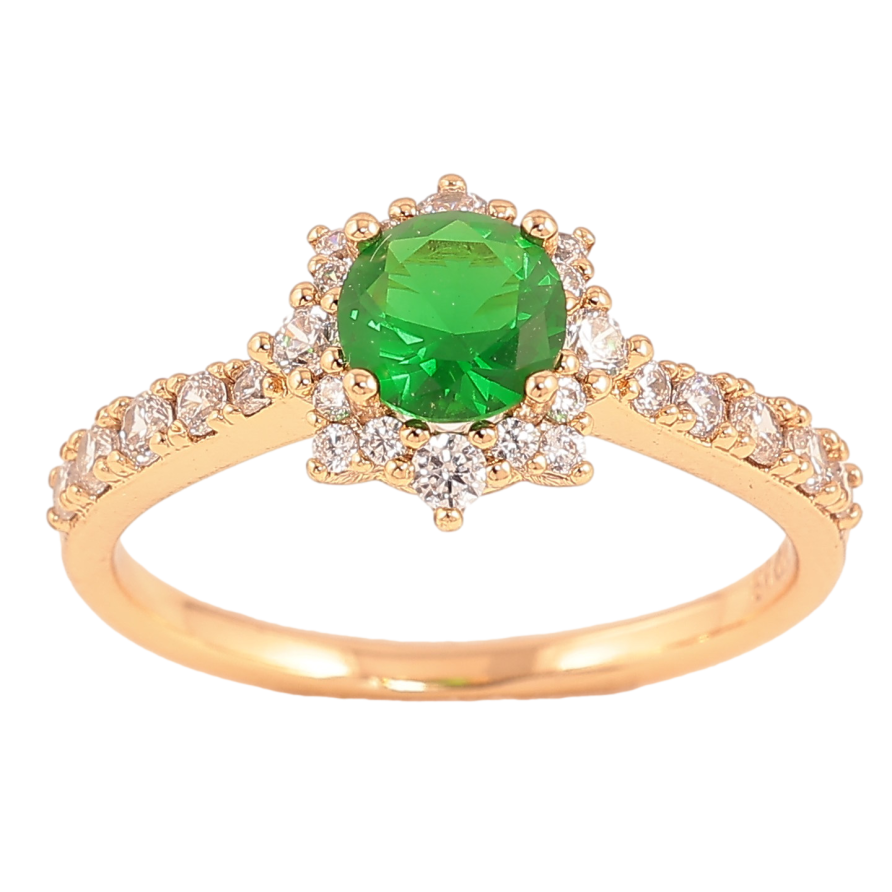 Каблучка Xuping колір Позолота 18K "Узор с зеленым кристаллом" фото №1