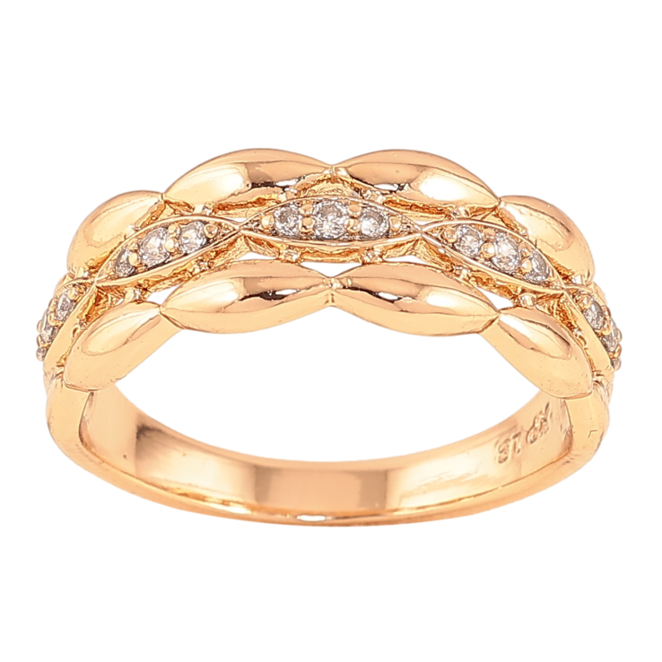 Каблучка Xuping колір Позолота 18K "Візерунок з кристалами"  фото №4