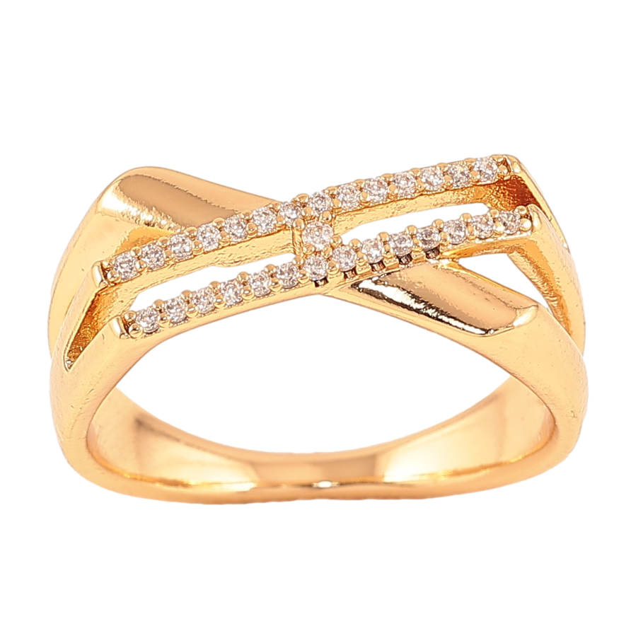 Каблучка Xuping колір Позолота 18K "Візерунок з кристалами" фото №1 Каблучка Xuping колір Позолота 18K "Візерунок з кристалами" фото №1