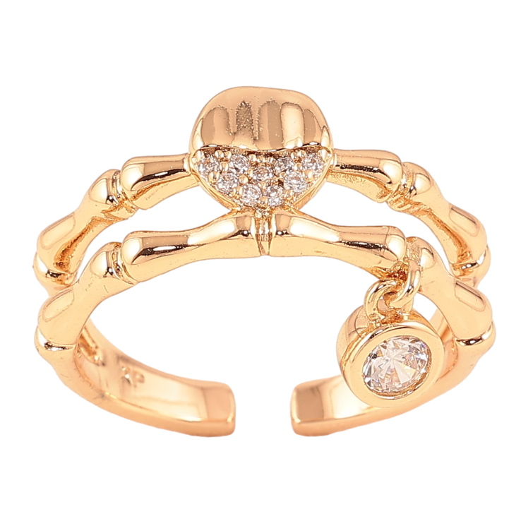 Каблучка Xuping колір Позолота 18K "Візерунок з кристалами" фото №3 Каблучка Xuping колір Позолота 18K "Візерунок з кристалами" фото №3
