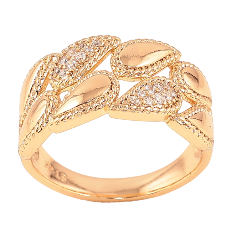 Каблучка Xuping колір Позолота 18K "Візерунок з кристалами" фото №1 Каблучка Xuping колір Позолота 18K "Візерунок з кристалами" фото №1