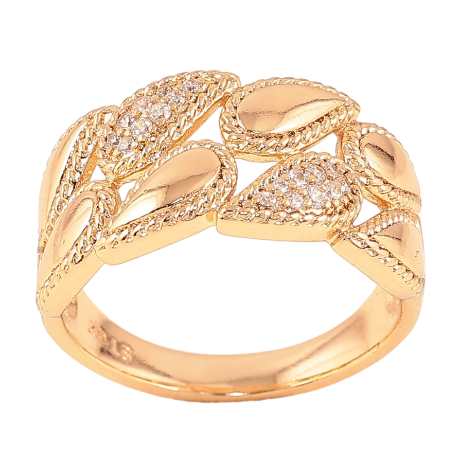 Каблучка Xuping колір Позолота 18K "Візерунок з кристалами" фото №1 Каблучка Xuping колір Позолота 18K "Візерунок з кристалами" фото №1