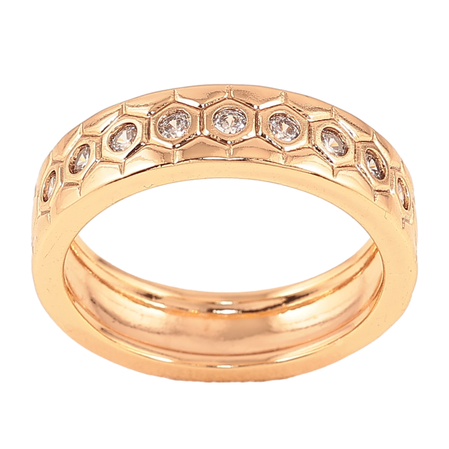 Кольцо Xuping цвет Позолота 18K "Узор с кристаллами" шир. 6мм фото №1 Кольцо Xuping цвет Позолота 18K "Узор с кристаллами" шир. 6мм фото №1