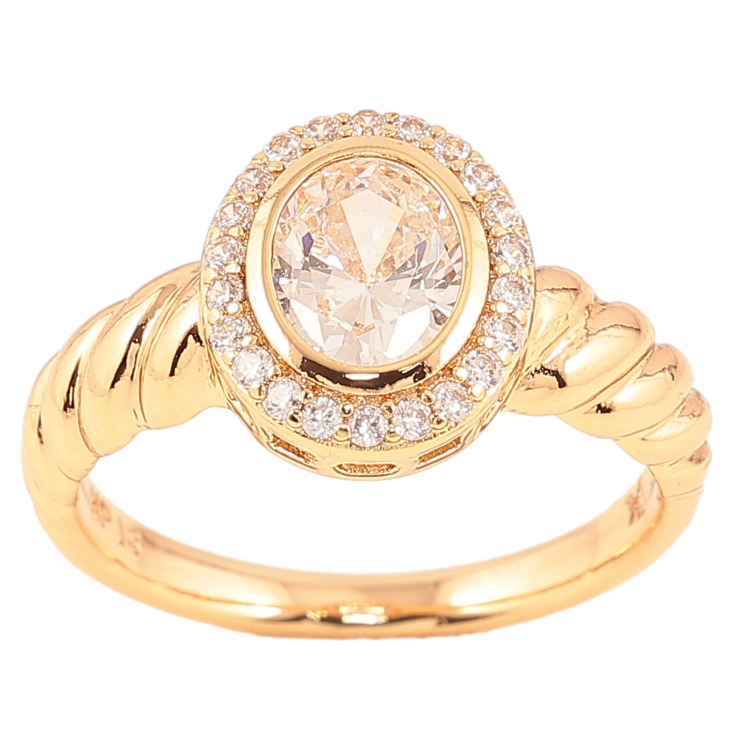 Кольцо Xuping цвет Позолота 18K "Узор с кристаллами"  фото №2