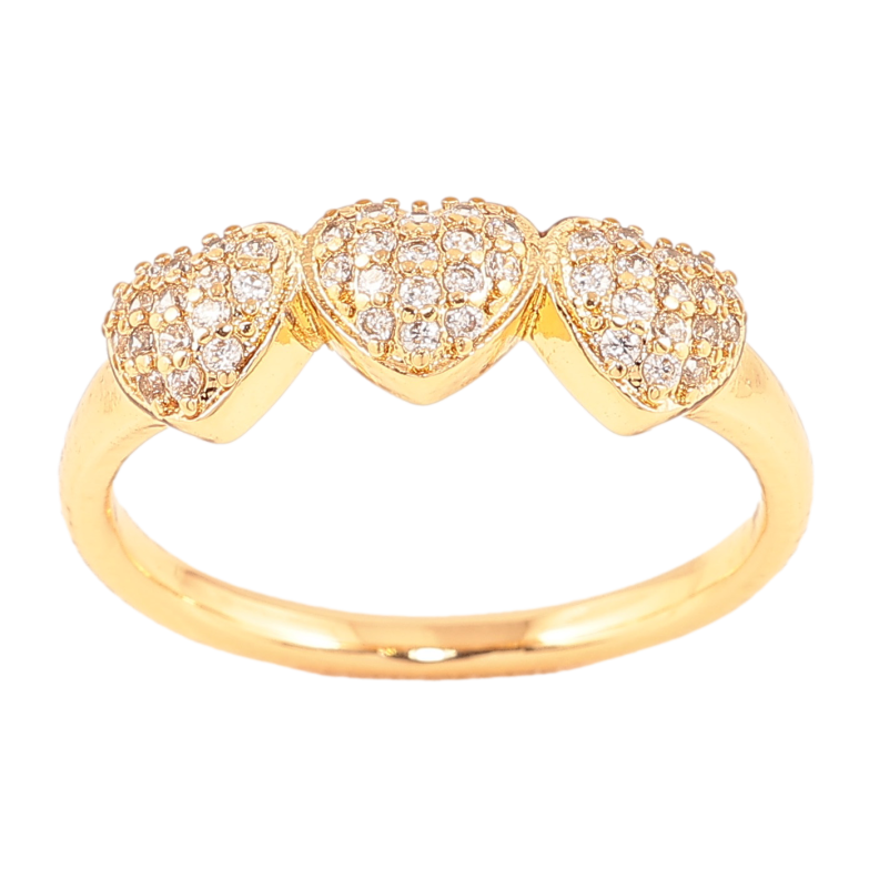 Каблучка Xuping колір Позолота 18K "Сердечки з кристалами" фото №1 Каблучка Xuping колір Позолота 18K "Сердечки з кристалами" фото №1