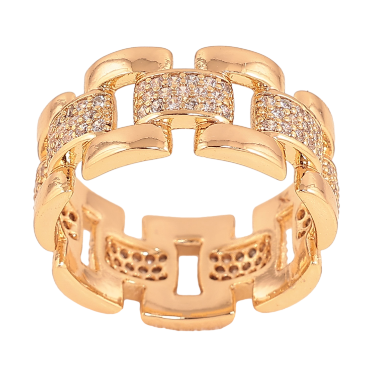 Кольцо Xuping цвет Позолота 18K "Узор с кристаллами" шир. 10мм фото №14 Кольцо Xuping цвет Позолота 18K "Узор с кристаллами" шир. 10мм фото №14