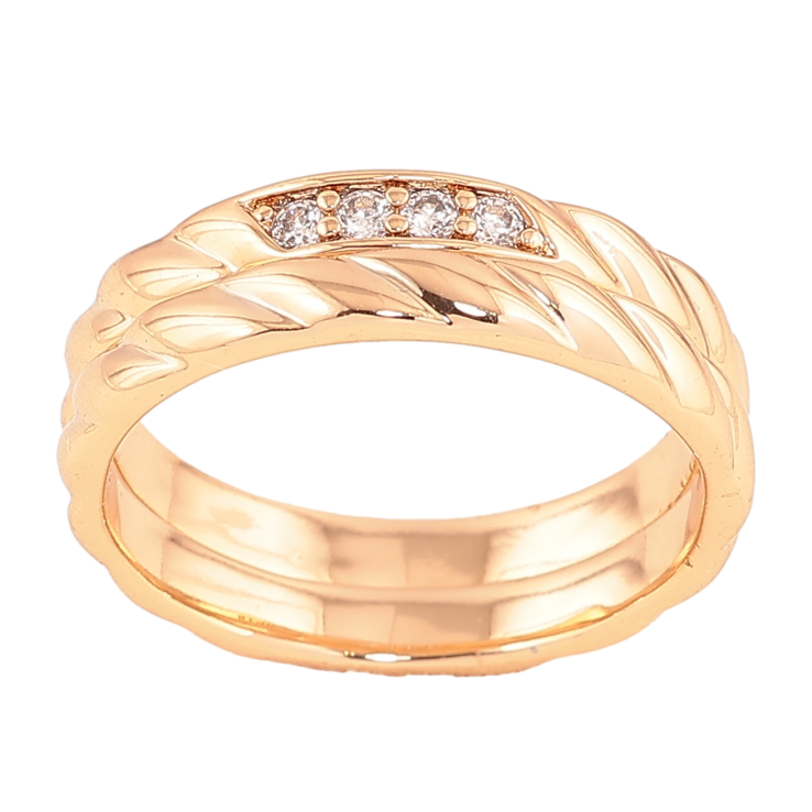 Кольцо Xuping цвет Позолота 18K "Двойное с узором с кристаллами" шир. 3мм фото №13