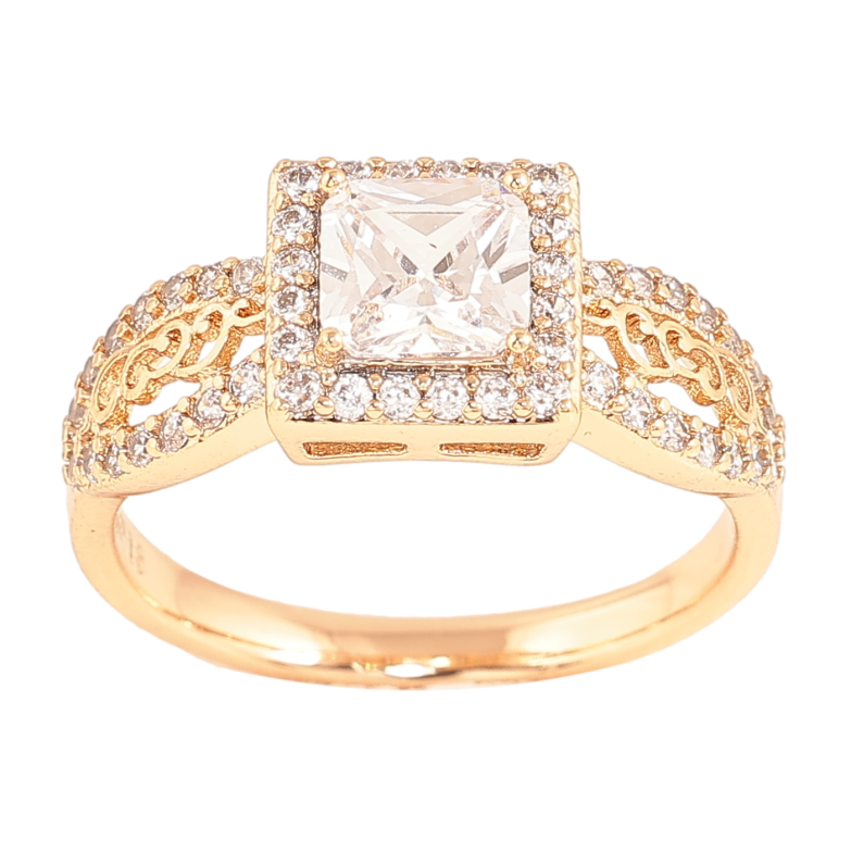 Каблучка Xuping колір Позолота 18K "Візерунок з кристалами" фото №1 Каблучка Xuping колір Позолота 18K "Візерунок з кристалами" фото №1