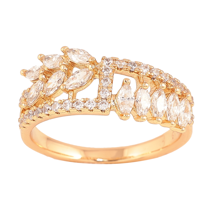 Каблучка Xuping колір Позолота 18K "Візерунок з кристалами" фото №7