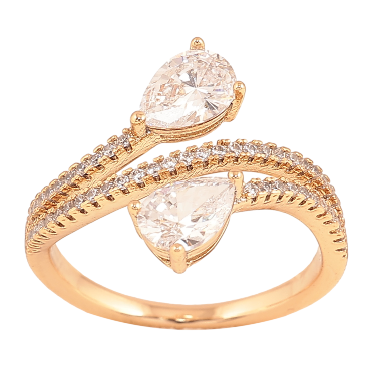 Каблучка Xuping колір Позолота 18K "Візерунок з кристалами" фото №2