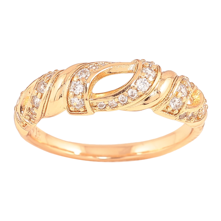 Каблучка Xuping колір Позолота 18K "Візерунок з кристалами" фото №7