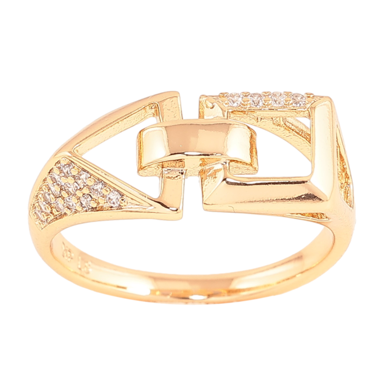 Каблучка Xuping колір Позолота 18K "Візерунок з кристалами" фото №1 Каблучка Xuping колір Позолота 18K "Візерунок з кристалами" фото №1
