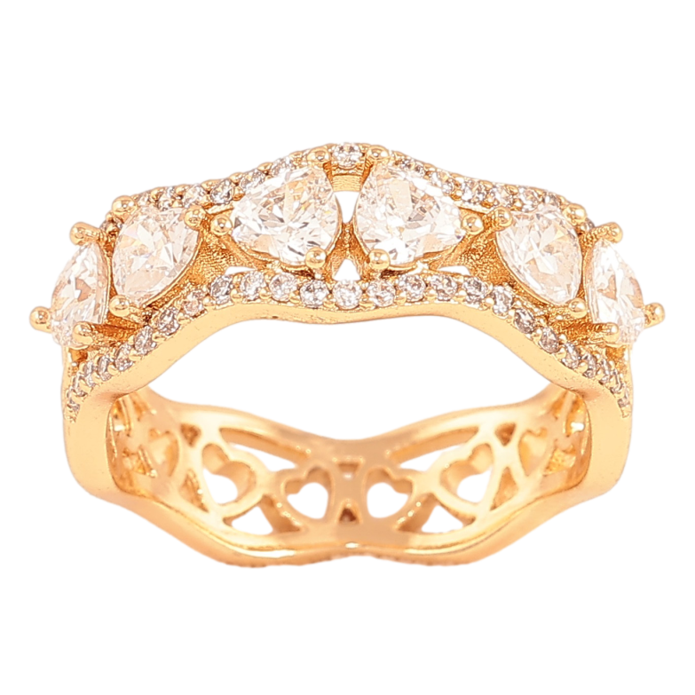 Каблучка Xuping колір Позолота 18K "Візерунок з кристалами" фото №1