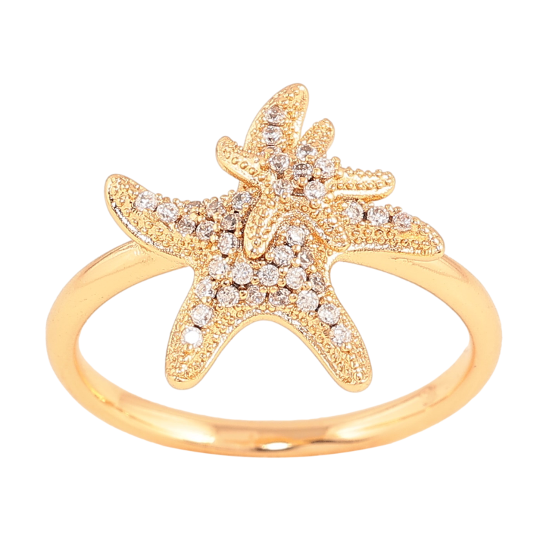 Каблучка Xuping колір Позолота 18K "Морські зірки з кристалами" фото №1