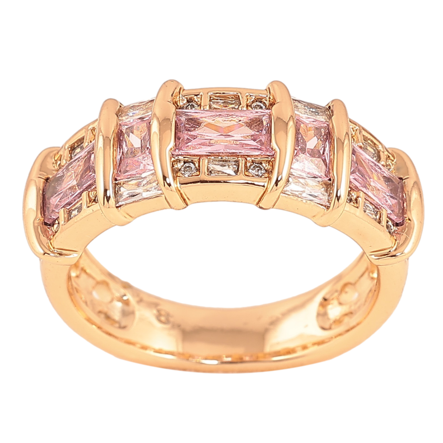 Каблучка Xuping колір Позолота 18K "Візерунок з рожевими кристалами" фото №1