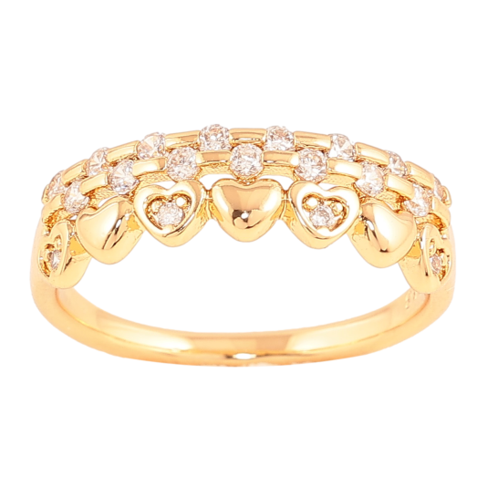 Кольцо Xuping цвет Позолота 18K "Узор сердечки с кристаллами" фото №1
