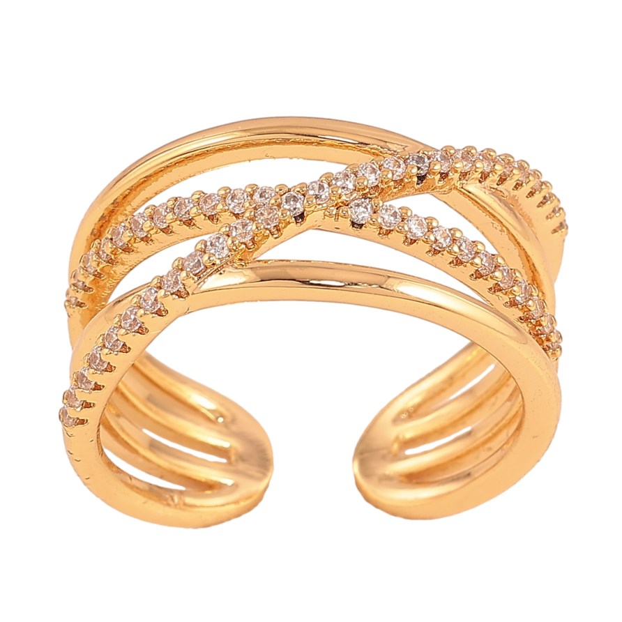 Каблучка Xuping колір Позолота 18K "Візерунок з кристалами" фото №1