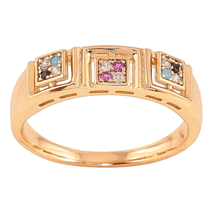 Каблучка Xuping колір Позолота 18K "Візерунок з кольоровими кристалами" фото №9