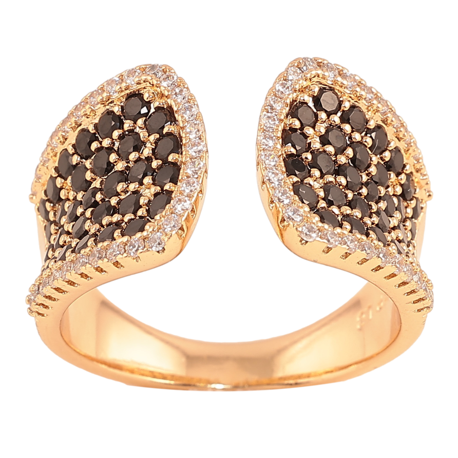 Каблучка Xuping колір Позолота 18K "Інкрустація чорними кристалами" фото №1 Каблучка Xuping колір Позолота 18K "Інкрустація чорними кристалами" фото №1